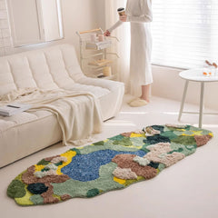 Whimsical Moss & Peach Blossom Island Rug | Yedwo Design