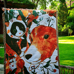Pet Party Art Tapestry Blanket Decorative Throw | Yedwo Design