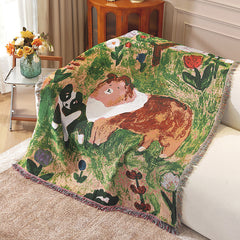 Pet Party Art Tapestry Blanket Decorative Throw | Yedwo Design