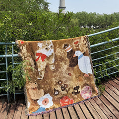 Pet Party Art Tapestry Blanket Decorative Throw | Yedwo Design