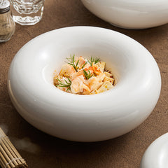 White Brushed Double-Layer Insulated Deep Plate | Yedwo Design