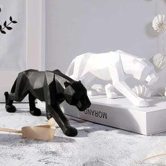 Abstract Geometric Style Resin Leopard Sculpture Home Office Desktop Decoration Gift