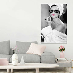 Audrey Hepburn  Pink Lips Canvas Wall Art | Yedwo
