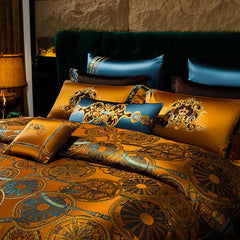 Chic Golden Luxury Jacquard Duvet Cover | Yedwo