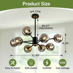 Classic 8 Light Chandelier with Glass Globes | Yedwo