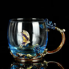 Handmade Enamel Blue Rose Cups | Yedwo Design