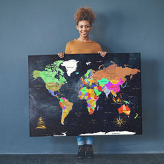 Large Space Universe Navy Blue World Map | Yedwo Home