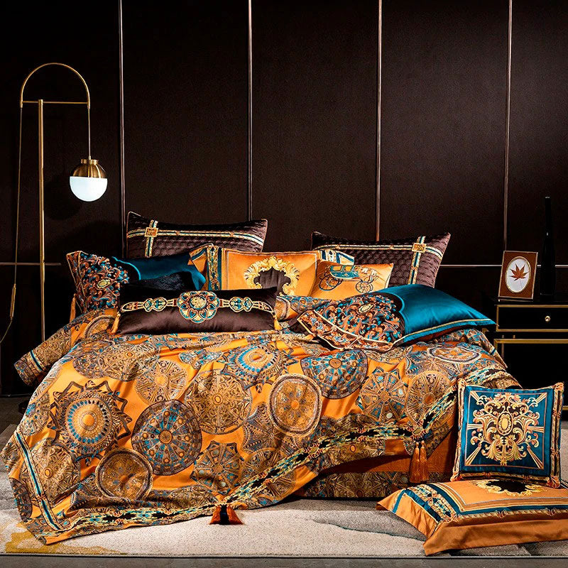 Luxury Large Jacquard with Embroidery Golden Duvet Cover  Yedwo