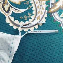 Luxury Paisley Egyptian Cotton Teal Boho Duvet Cover | Yedwo