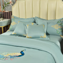Luxury Peacock Embroidery Egyptian Cotton Duvet Cover | Yedwo Home