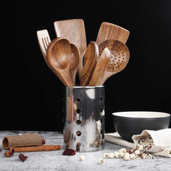 Natural Teak Wooden Non Scratch Utensils for Cooking(Teak 8 Pack) | Yedwo