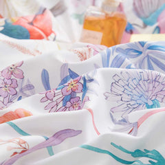 Purple Floral Birds Pattern Duvet Cover Set | Yedwo