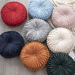 Round Velvet Pleated Pillow Cushion | Yedwo Home