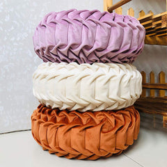 Round Velvet Pleated Pillow Cushion | Yedwo Home