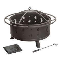 Star and Moon Steel Wood Burning Fire Pit | Yedwo Design