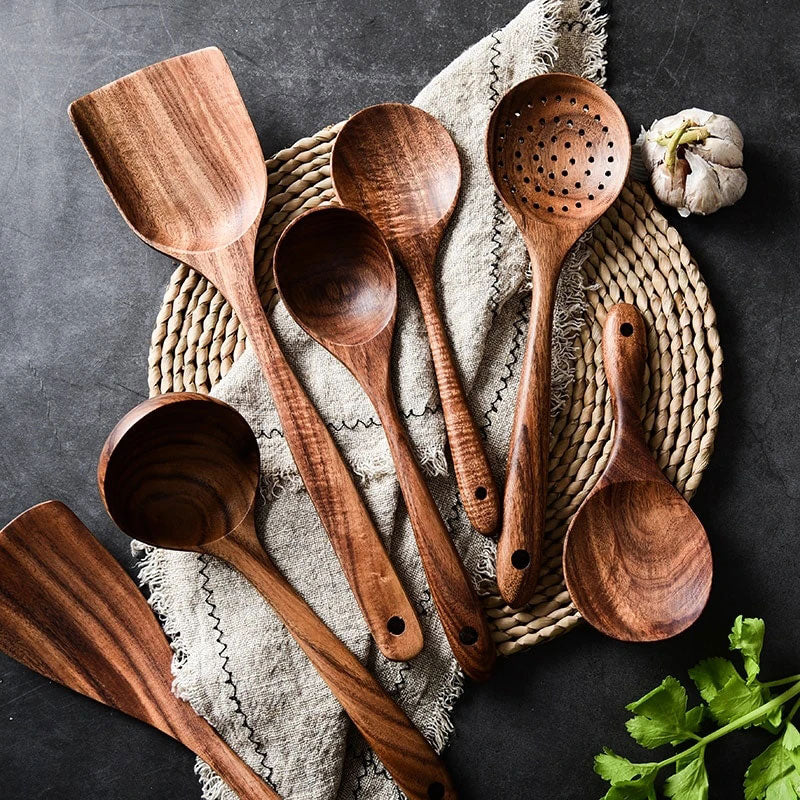 Thailand Teak Natural Wood Cooking Set | Yedwo Home