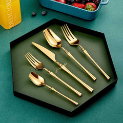 Titanium Golden Plated Silverware Flatware Set | Yedwo