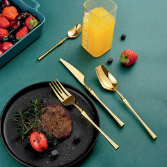 Titanium Golden Plated Silverware Flatware Set | Yedwo