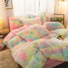 Ultra Soft Shaggy Rainbow Duvet Cover(5pcs) | Yedwo Home