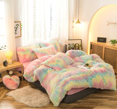 Ultra Soft Shaggy Rainbow Duvet Cover(5pcs) | Yedwo Home