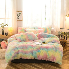 Ultra Soft Shaggy Rainbow Duvet Cover(5pcs) | Yedwo Home