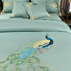 Luxury Peacock Embroidery Egyptian Cotton Duvet Cover | Yedwo Home