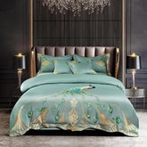 Luxury Peacock Embroidery Egyptian Cotton Duvet Cover | Yedwo Home