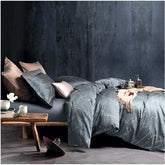 Vintage Minimalist Chic Botanical Design Egyptian Cotton Duvet Cover Set, Palm Leaf