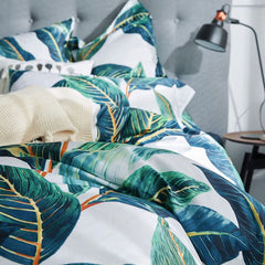 VINTAGE TROPICAL LEAVES PATTERN COTTON LUXURY BEDDING SET | Yedwo Home
