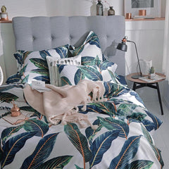 VINTAGE TROPICAL LEAVES PATTERN COTTON LUXURY BEDDING SET | Yedwo Home