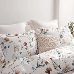 Yellow & Blue Flowers Printed Duvet Cover | Yedow