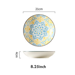 Bohemian Underglaze Ceramic Dinner Plate | Yedwo Design