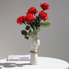 White Ceramic Hand Flower Vase | Yedwo