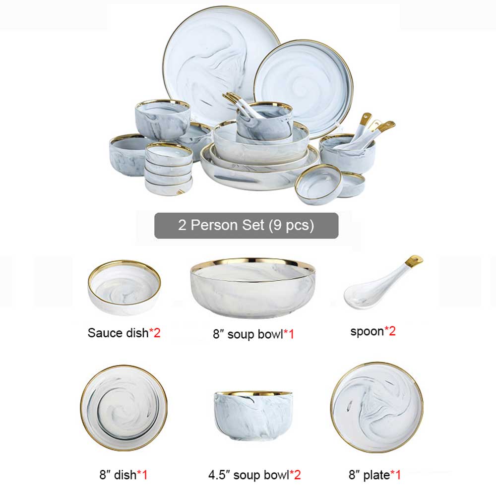 Catalina White Marble Luxury Dinnerware Set | Yedwo Design