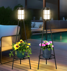 2 Pack Outdoor Floor Solar Lights with Plant Stand | Yedwo Design
