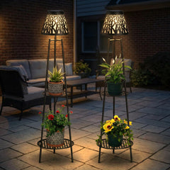 2 Pack Outdoor Floor Solar Lights with Plant Stand | Yedwo Design