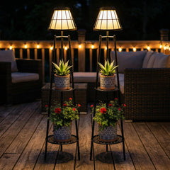 2 Pack Outdoor Floor Solar Lights with Plant Stand | Yedwo Design