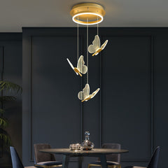 3D-Butterfly Spiral Iron Acrylic Chandelier | Yedwo Design