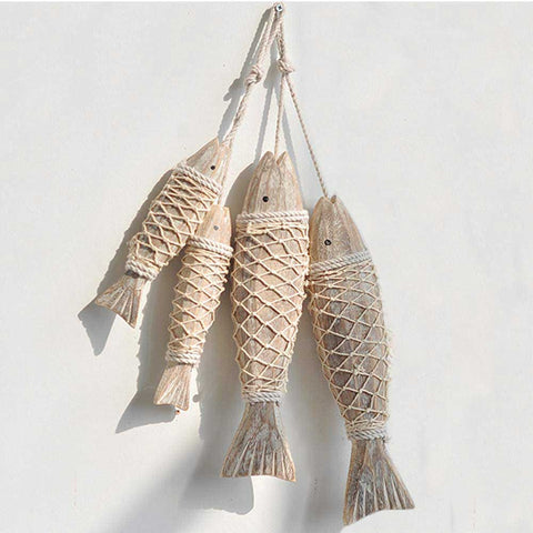 4 Pack Handmade Wooden Nautical Fish Decorations | Yedwo Design