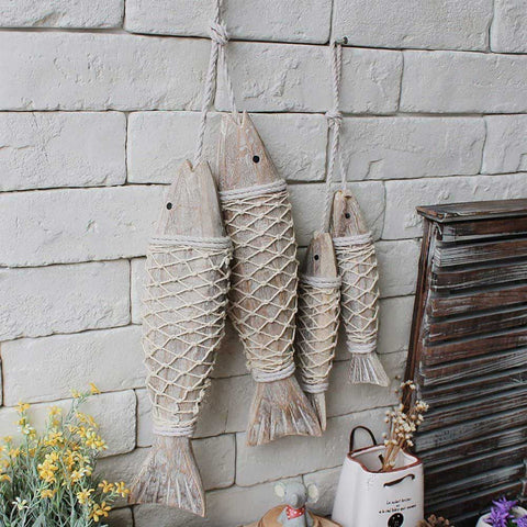 4 Pack Handmade Wooden Nautical Fish Decorations | Yedwo Design