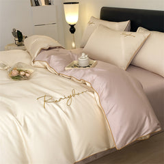 60S Long-staple Cotton Solid Color Embroidery Duvet Cover | Yedwo Home