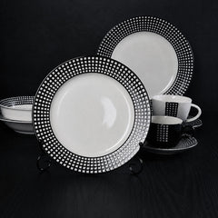 HELVÉA Black & White Checkered Ceramic Dinnerware | Yedwo Design