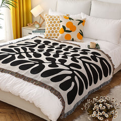 American Vintage Leaf Knit Throw Blanket | Yedwo