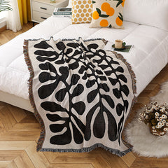 American Vintage Leaf Knit Throw Blanket | Yedwo