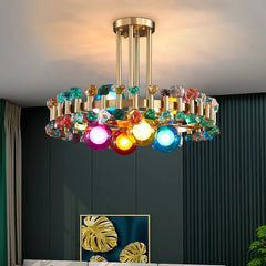 Bailey Colorful Gem And Crystal Round Chandelier | Yedwo Design