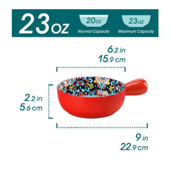 Bohemian Ceramic Soup Bowls with Handles, Set of 4 | Yedwo