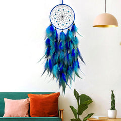 Bohemian Handmade Blue Feather Dream Catcher | Yedwo