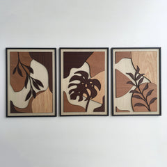 Boho Tropical Leaf Wood Wall Art(3 pcs) | Yedwo Design