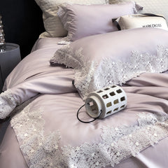CHANELLE French Sweet Lace Trim Tencel-Cotton Bedding Set | Yedwo