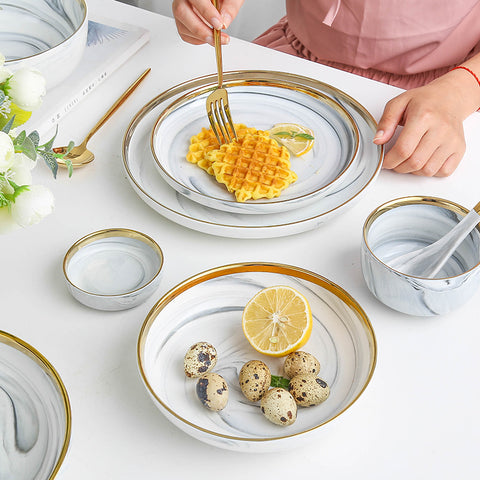 Catalina White Marble Luxury Dinnerware Set | Yedwo Design